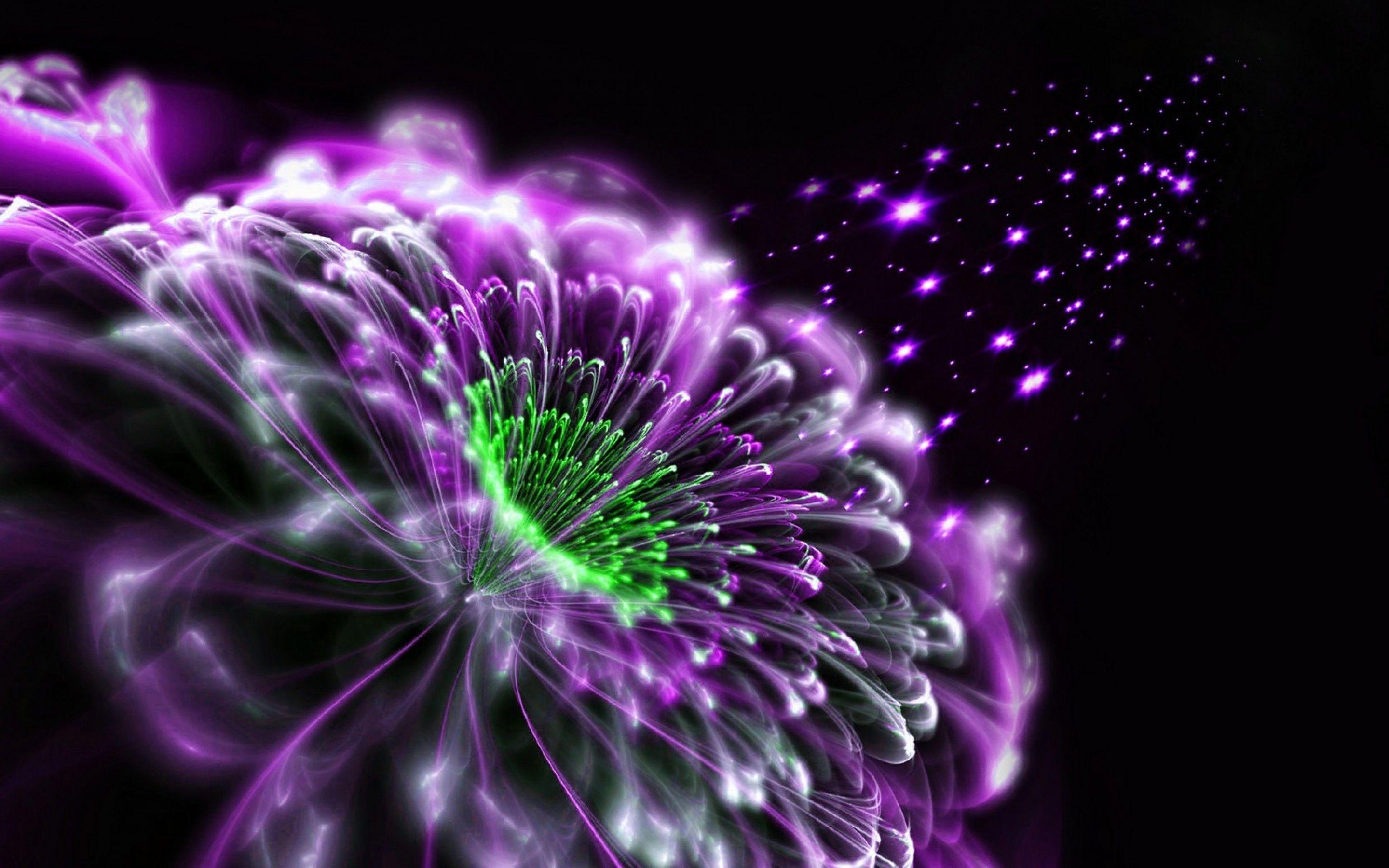 2880x1800 Abstract Purple Flower 3D Wallpaper HD Background