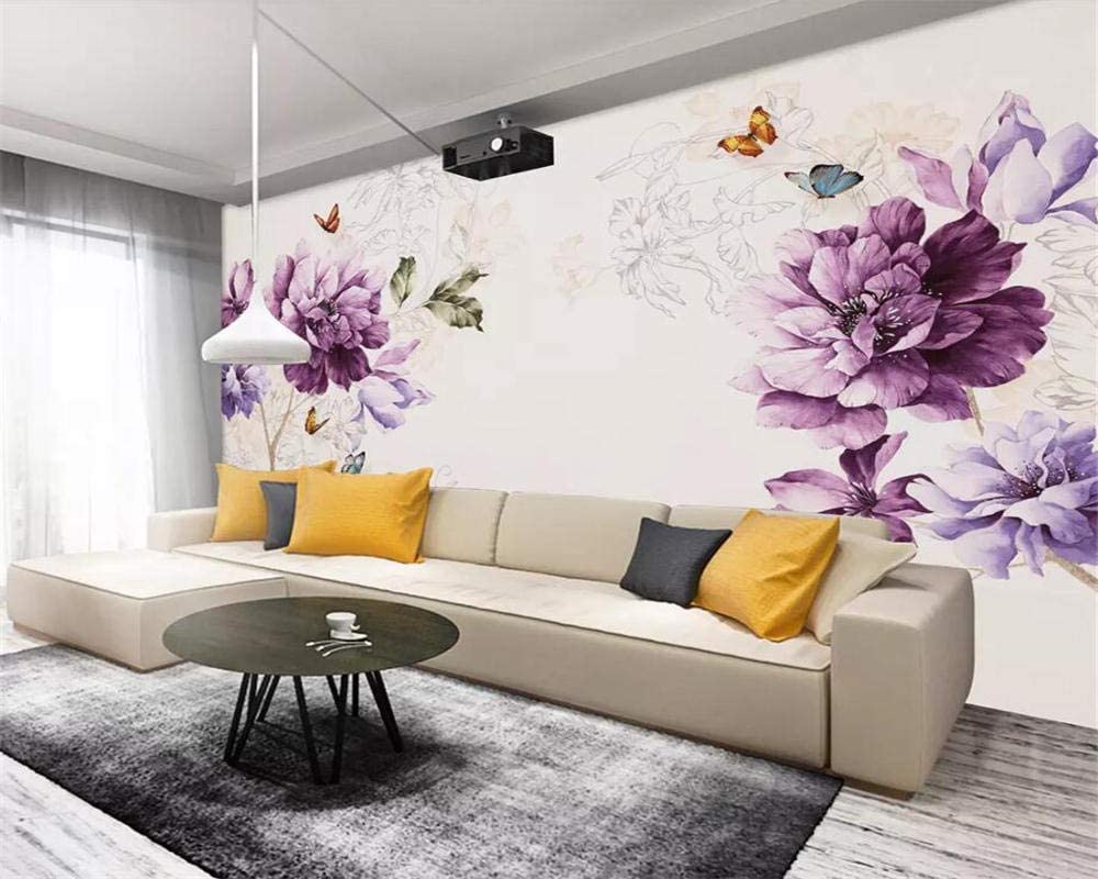 1000x800 Custom 3D Wallpaper Beautiful Watercolor Flowers and Birds Purple Flowers Modern Minimalist Tv Background 3D Wallpaper, 300X210cm