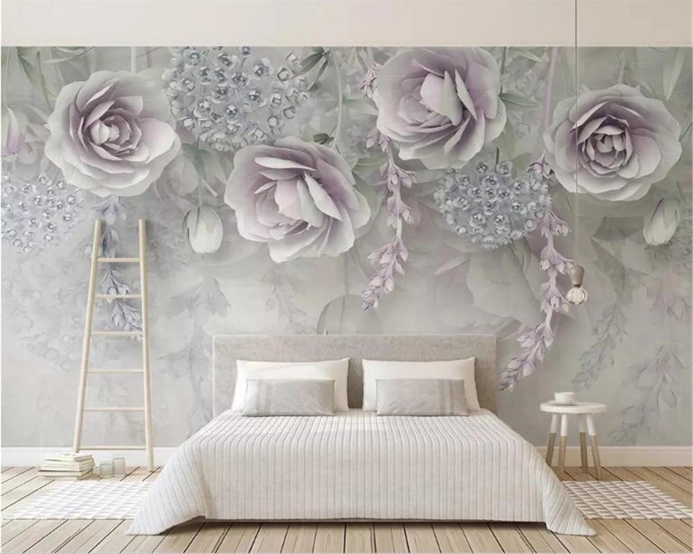 1000x800 Custom wallpaper photo modern purple 3D embossed flower mural living room bedroom home decor background wall 3D wallpaper. Wallpaper