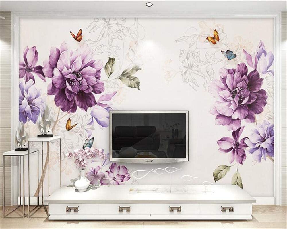 1000x800 Aesthetic Art Watercolor Bird Purple Flower Modern Simple 3D Wallpaper Home Decor Sofa Background Mural Wallpaper, 150Cmx105Cm