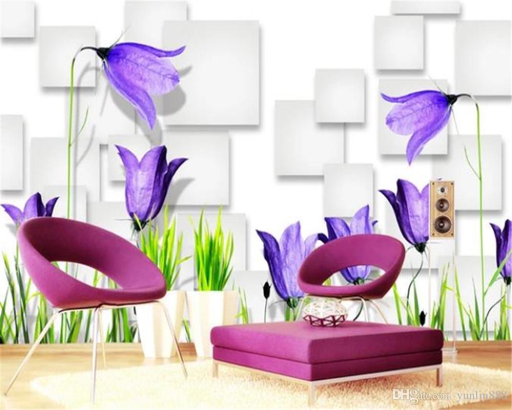 1000x800 3D Home Wallpaper Fantasy Purple Flowers 3D Box TV Background Wall Floral Wallpaper For Walls Promotion From Yunlin $12.87