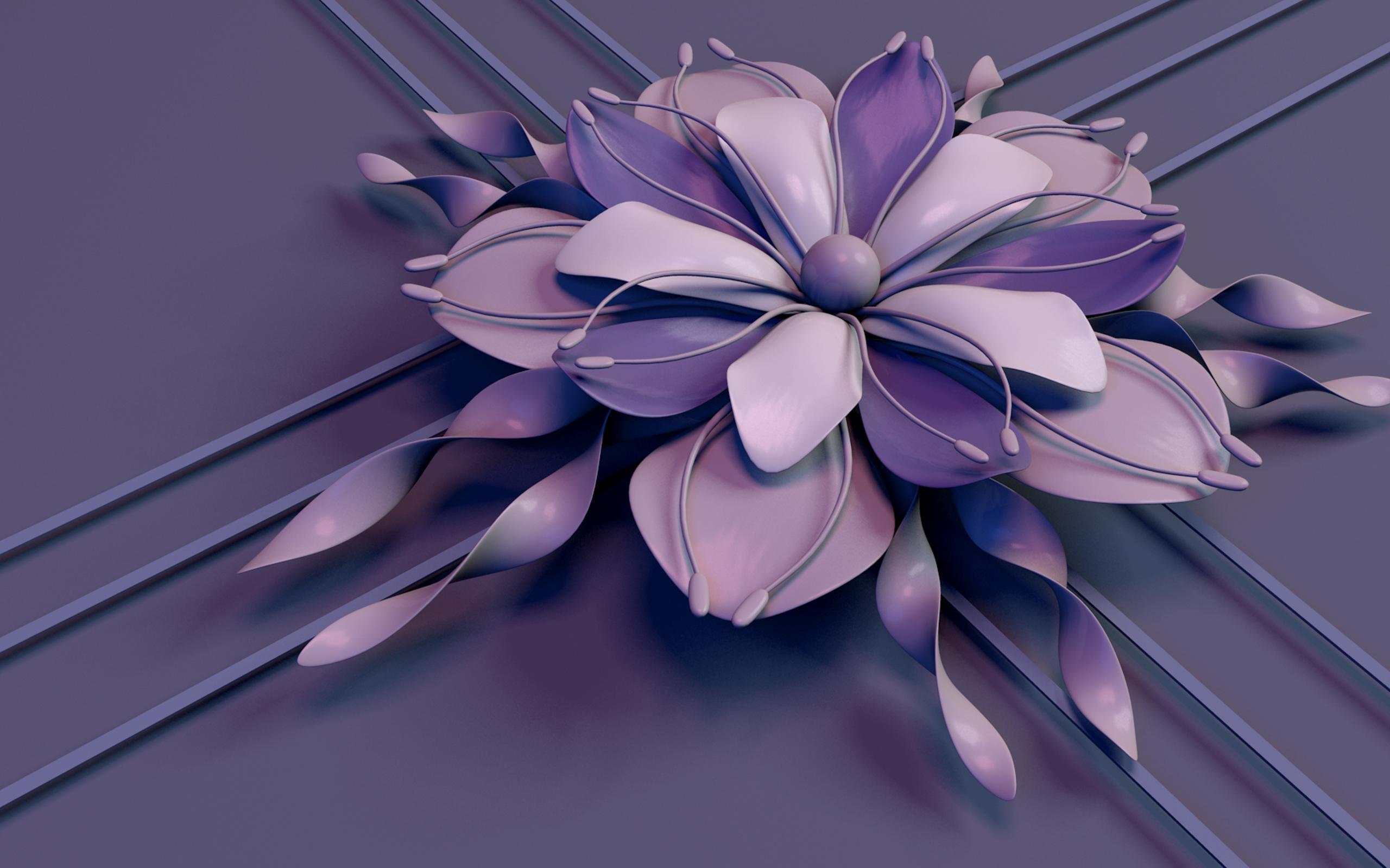 2560x1600 Abstract flower purple 3D flower