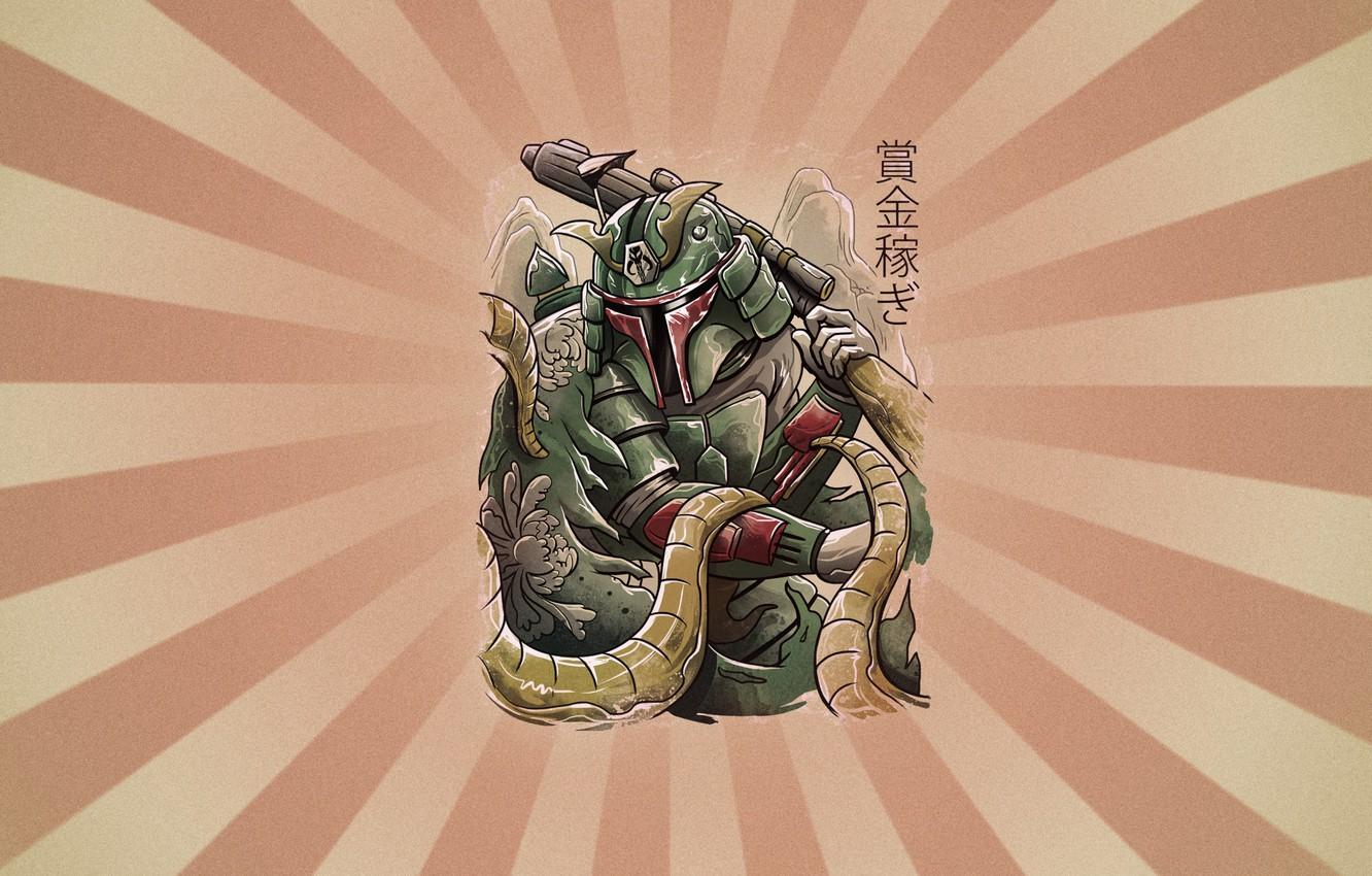 1332x850 Wallpaper Minimalism, Figure, Star Wars, Background, Art, Art, Hunter, Samurai, Boba Fett, By Vincenttrinidad, Vincenttrinidad, Ukiyo E, Ukiyo E, By Vincent Trinidad, Vincent Trinidad, Samurai Hunter Image For Desktop, Section минимализм