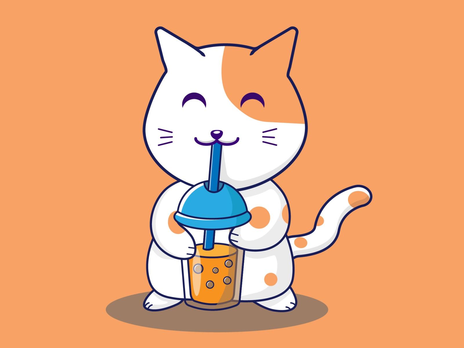 1600x1200 Cat & Boba by Gintech on Dribbble