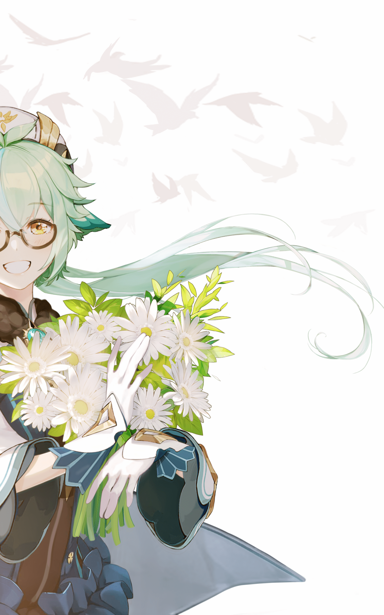 1600x2560 Download 1600x2560 Genshin Impact, Sucrose, Anime Games, Green Hair, Meganekko, Big Smile, Cute Wallpaper for Google Nexus 10