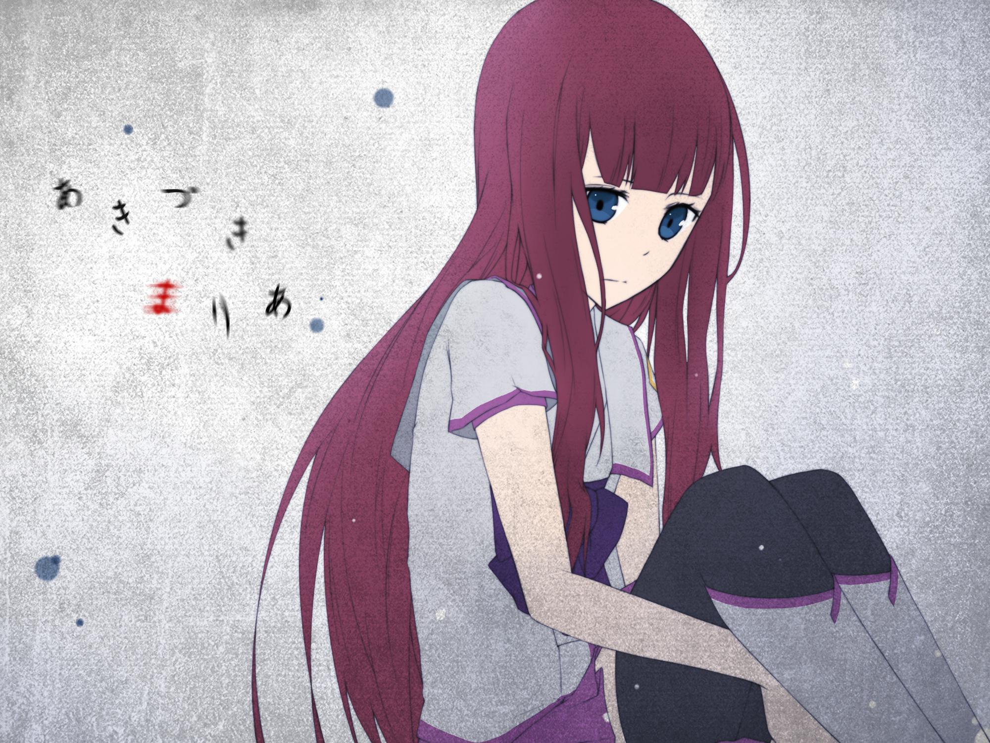 2000x1500 Akizuki maria blue eyes long hair red hair seifuku shin sekai yori tagme (artist) wallpaperx1500