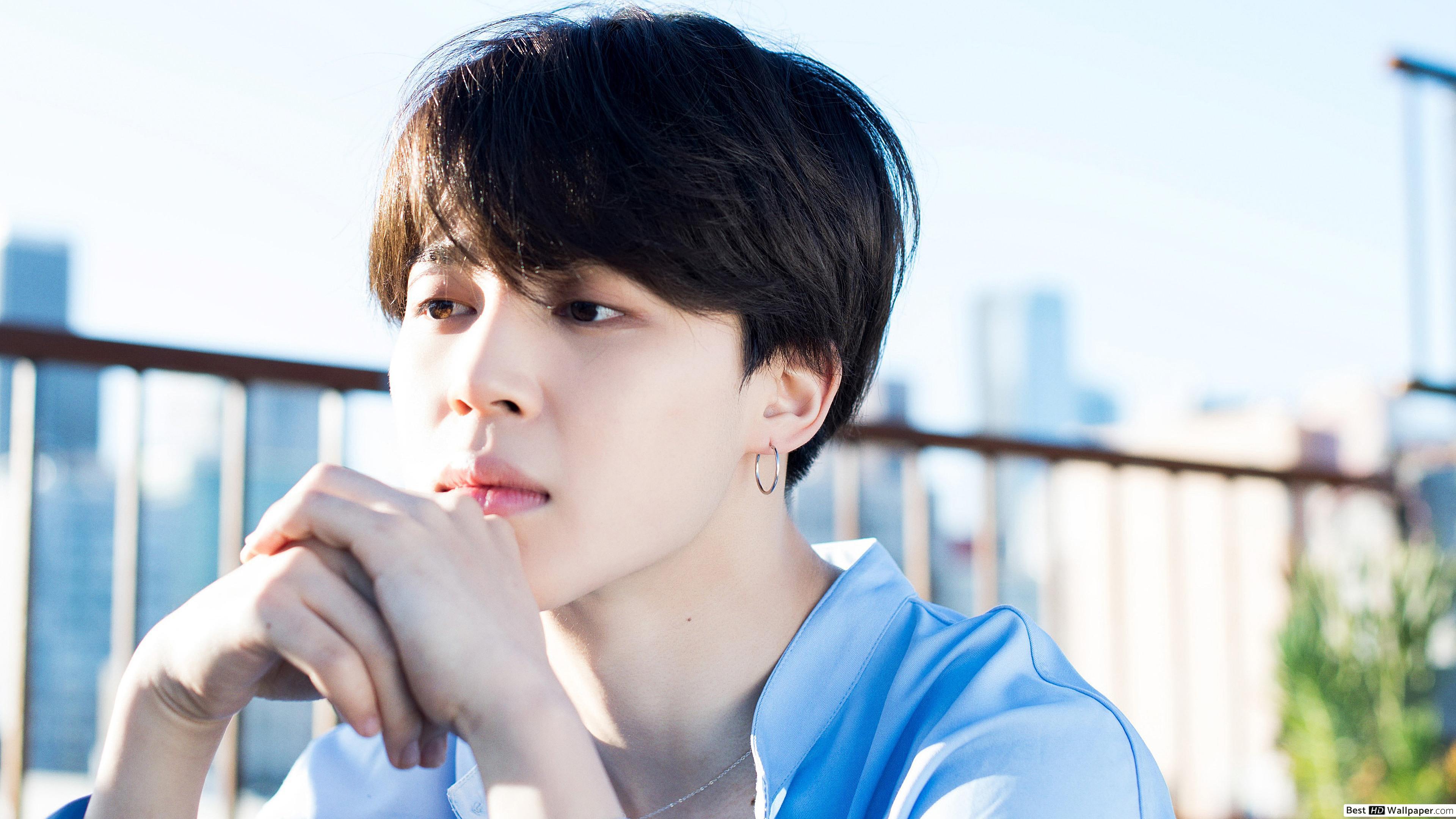 3840x2160 jimin wallpaper, nose, chin, forehead, jaw, black hair, gesture, smile, ear
