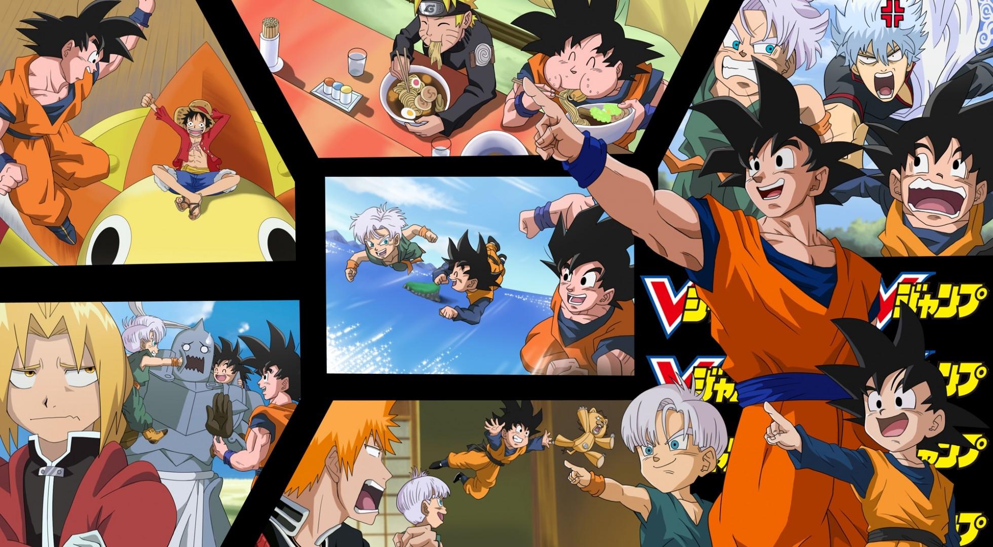1960x1080 Download 1960x1080 Dragonball, Naruto, Bleach, One Piece, Gintama, Full Metal Alchemist, Crossover Wallpaper