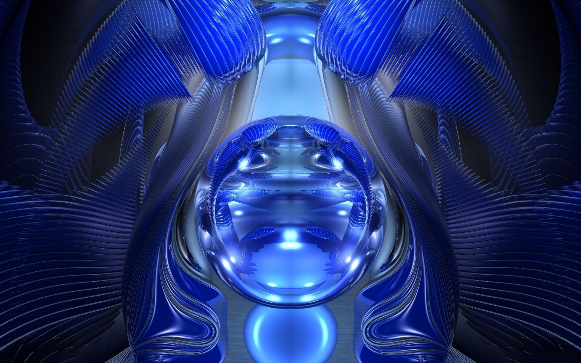 1920x1200 illustration, digital art, render, artwork, CGI, symmetry, blue, light, screenshot, computer wallpaper, fractal art HD Wallpaper