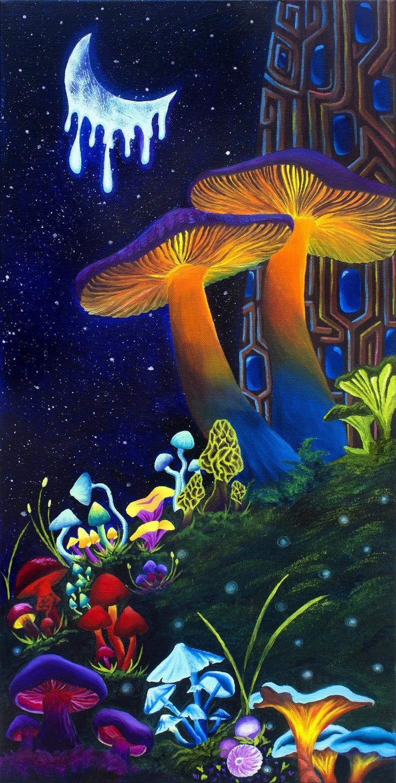 794x1569 Trippy Mushrooms Wallpaper