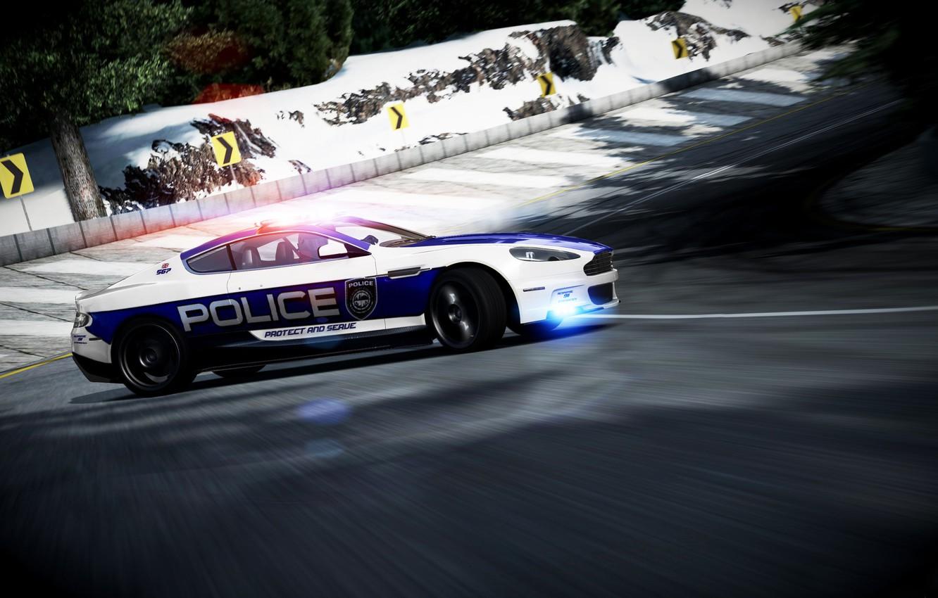 1332x850 Wallpaper Aston Martin, Winter, DBS, Speed, Police, Skid, UK, Police, Photohop, Aston Martin, Forza Strobe lights image for desktop, section aston martin
