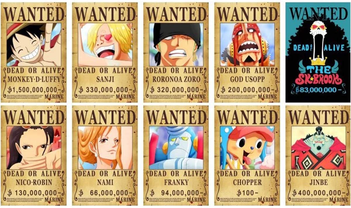 1200x711 Bluefun Anime One Piece Pirates Wanted Posters Style New Big Size Set : Toys & Games