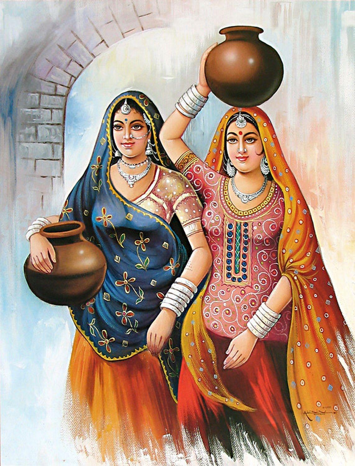 Radha Krishna 52 Hindu Painting in Oil for Sale