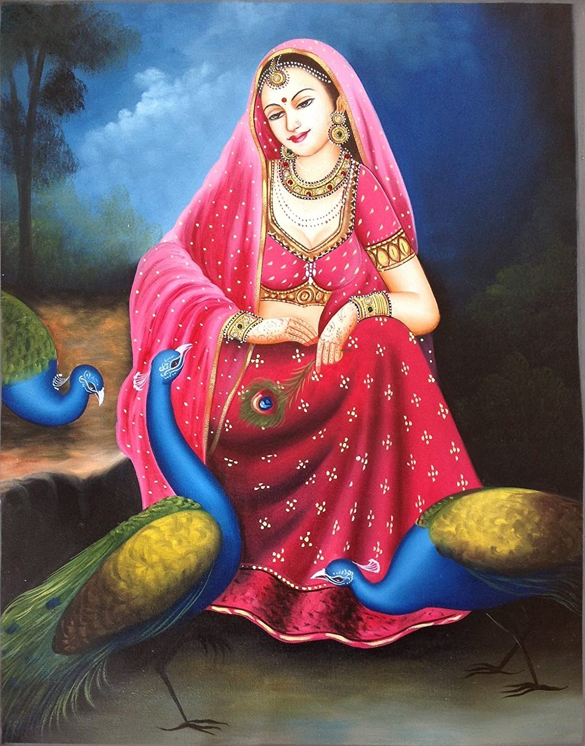 1176x1500 Asmi Collections Beautiful Rajasthani Lady Self Adhesive Wall Painting Sticker : Amazon.in: Home & Kitchen