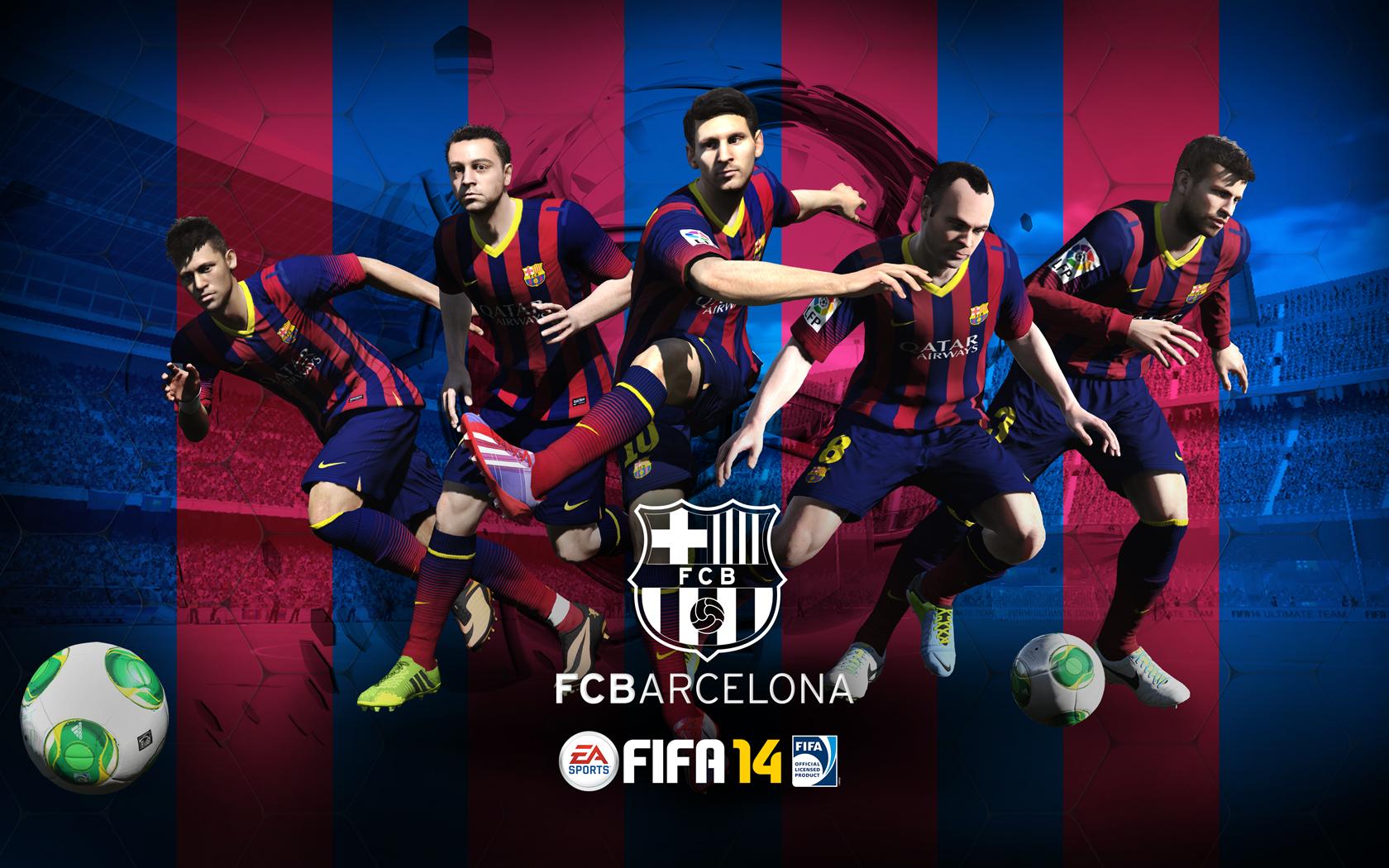 1680x1050 FC Barcelona FIFA 14 Wallpaper