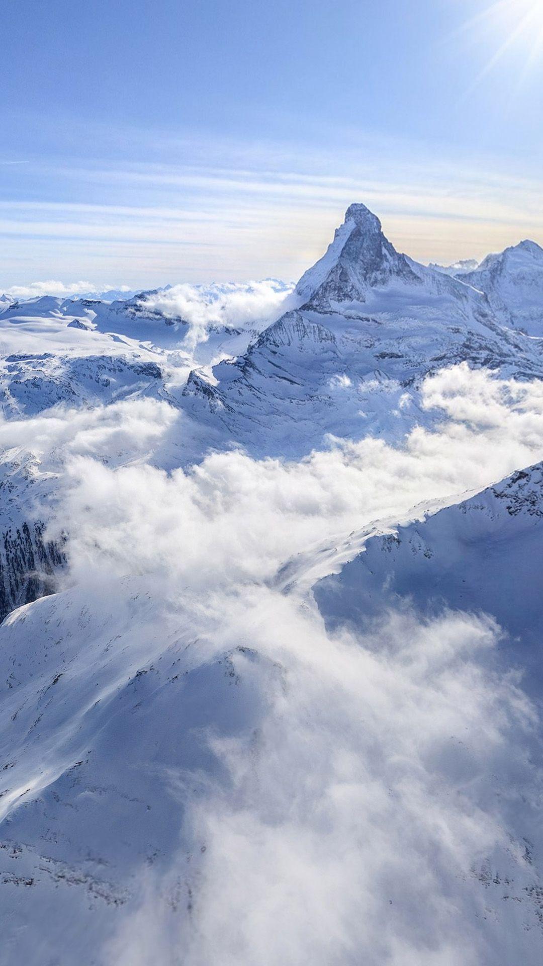 1080x1920 Wallpaper.wiki White Sunny Clouds Snow Landscape Iphone Wallpaper