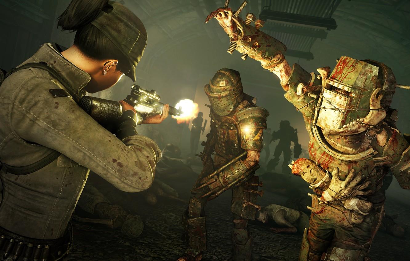 1332x850 Wallpaper weapons, the game, zombies, soldiers, Zombie Army 4: Dead War image for desktop, section игры