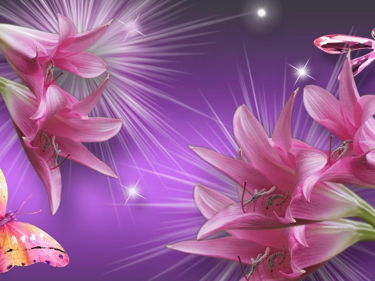 1280x960 Pink and Purple Butterfly. Wallpaper Purple Butterfly Pink On