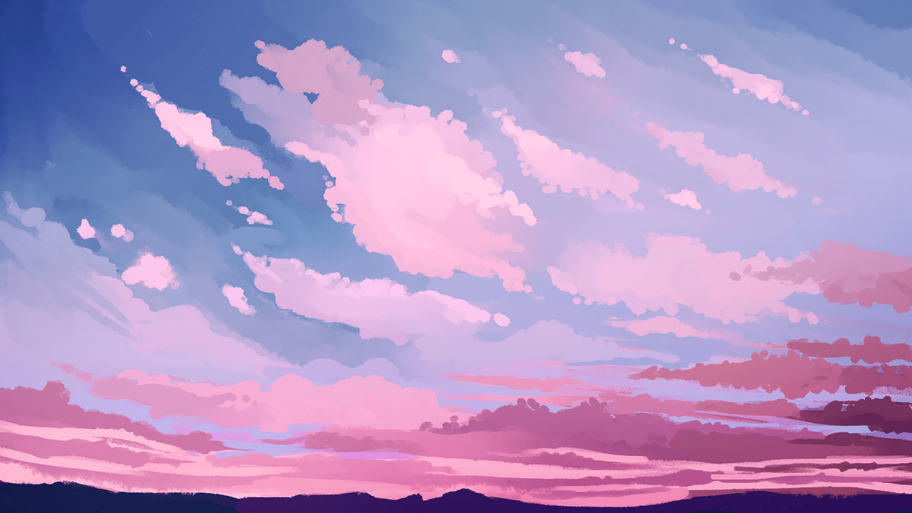 1280x720 Download 1280x720 Anime Landscape, Sky, Clouds Wallpaper