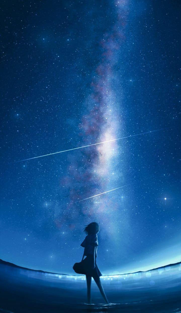 720x1246 Anime Starry Night Sky Wallpaper