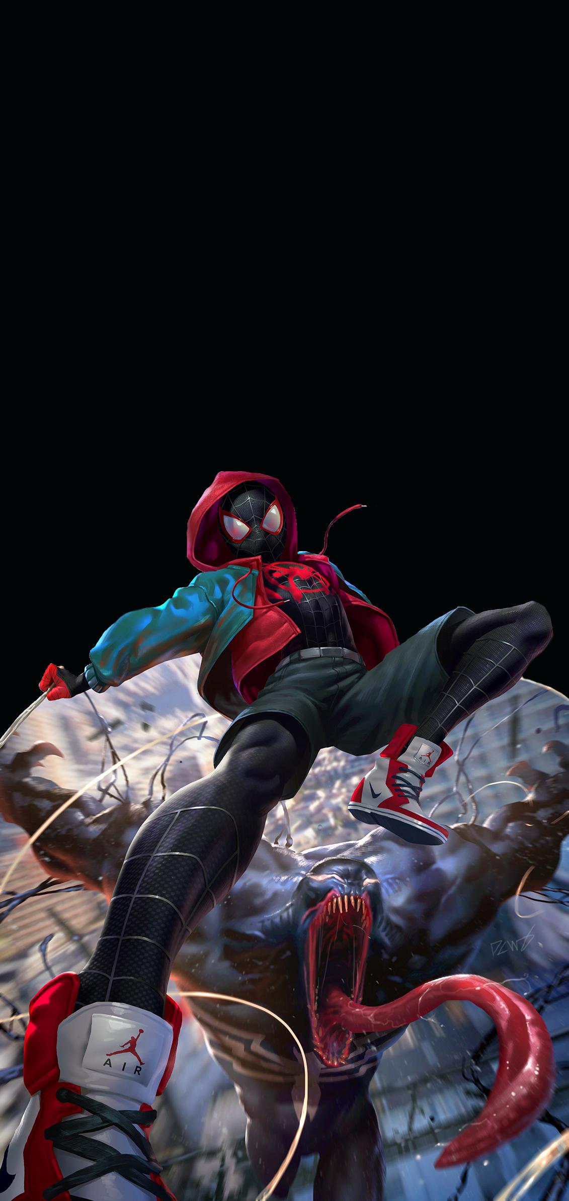1131x2388 Spiderman vs. Venom amoled wallpaper
