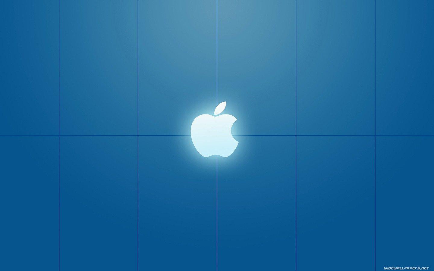 1440x900 glowing, Apple Inc., Logo, Blue background HD Wallpaper / Desktop and Mobile Image & Photo