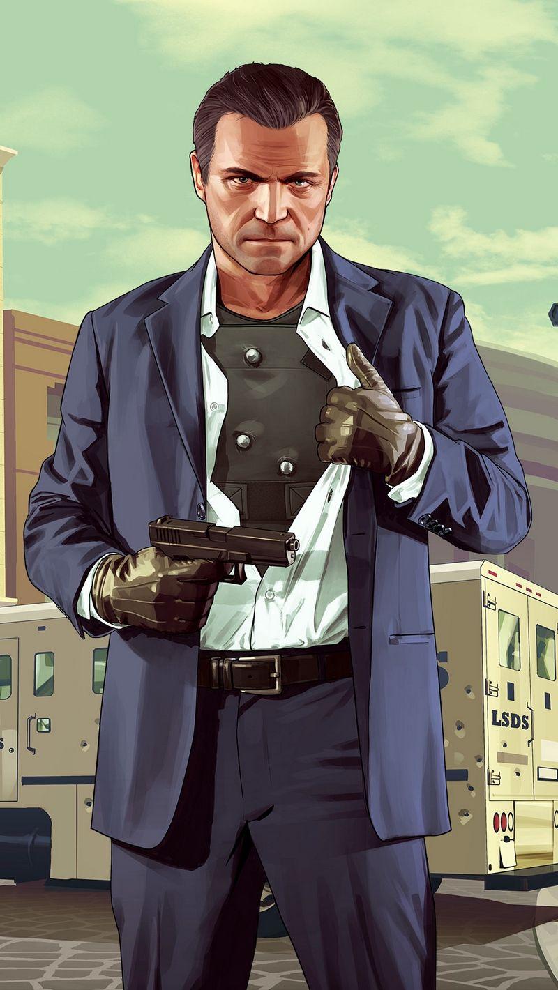 800x1420 GTA 5 Michael Wallpaper