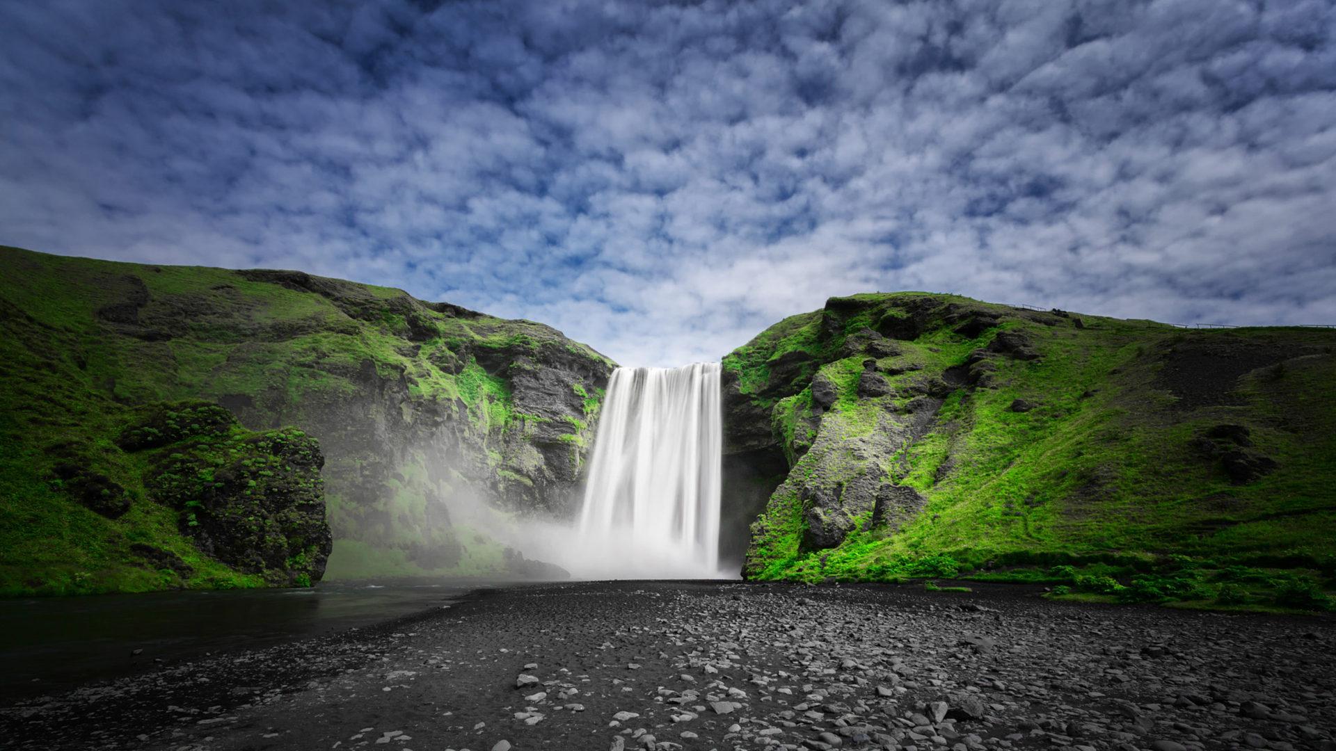 1920x1080 Skogafoss Waterfall On The Skógá River In Iceland Nature Landscape Photography Android Wallpaper For Your Desktop Or Phone 3840x2400 :