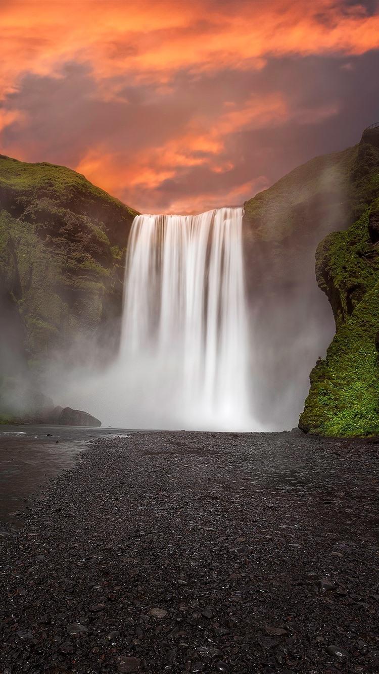750x1334 Iceland, Skogafoss, Beautiful Waterfalls 750x1334 IPhone 8 7 6 6S Wallpaper, Background, Picture, Image
