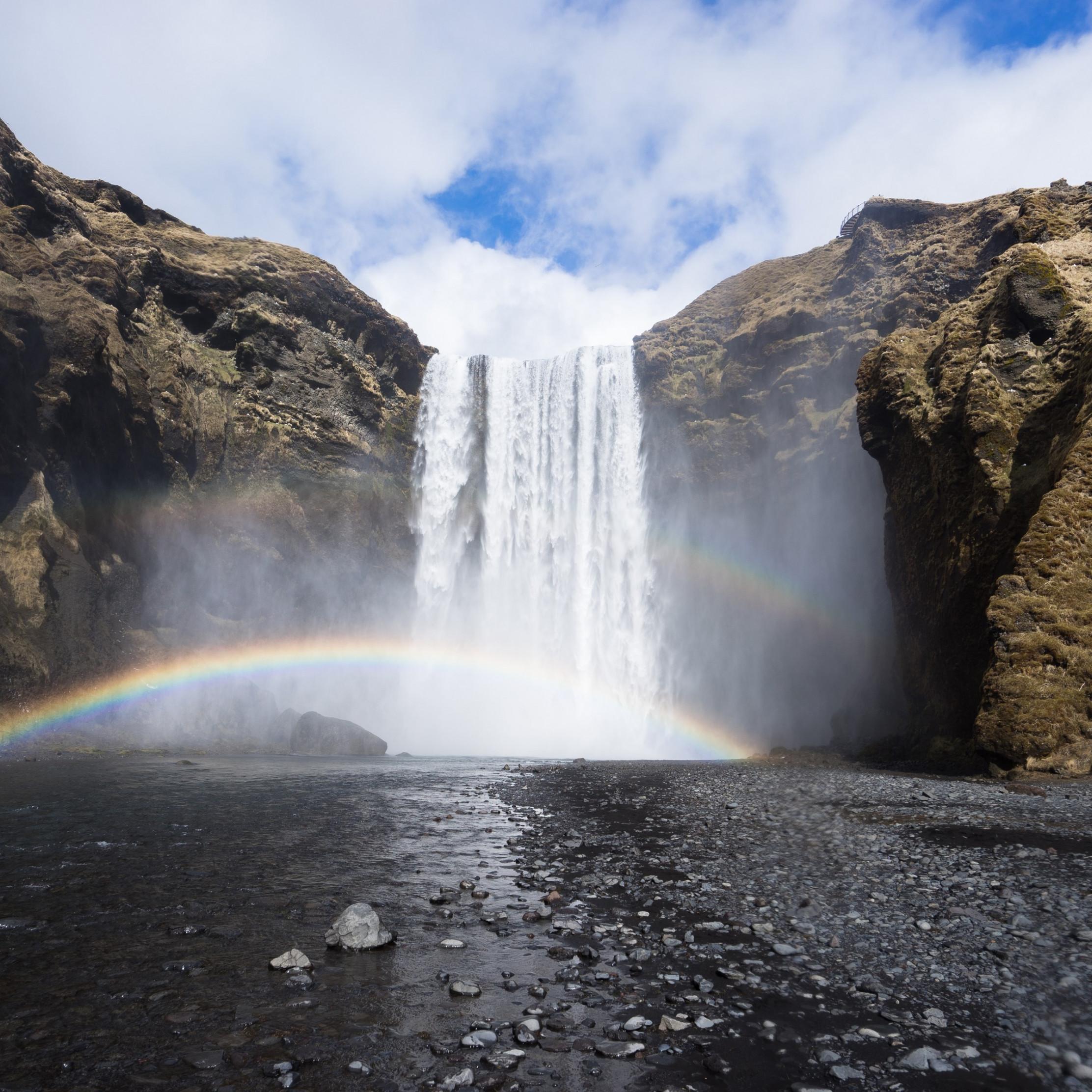 2224x2224 Download wallpaper: Skogafoss waterfall 2224x2224