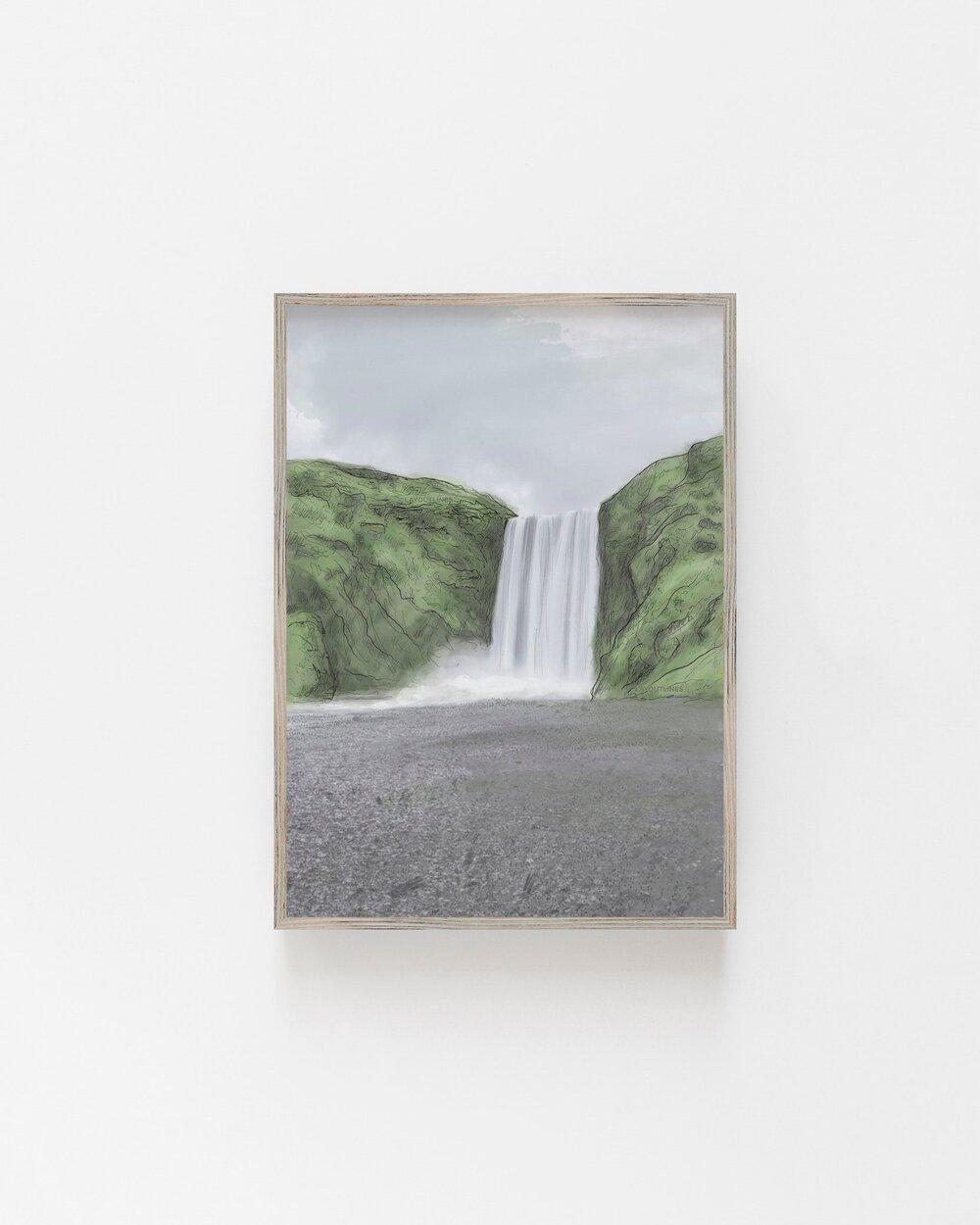 1000x1250 Skógafoss Waterfall painting, Iceland Nicolson & former University Lecturer turned Entrepreneur