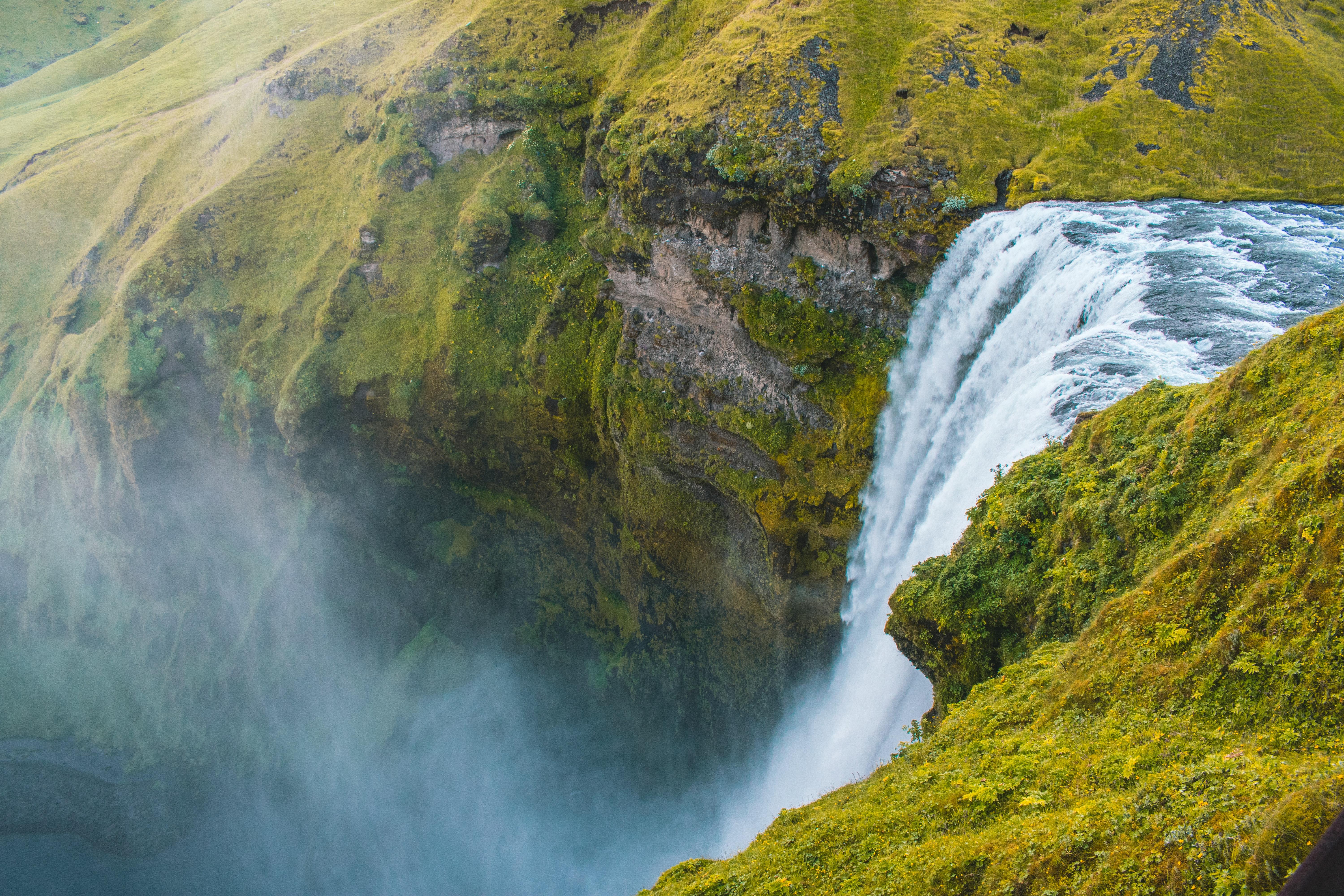 6000x4000 Nature River Grass Landscape Daylight Outdoors 6k Skogafoss Waterfalls Iceland Skogafoss Wallpaper:6000x4000