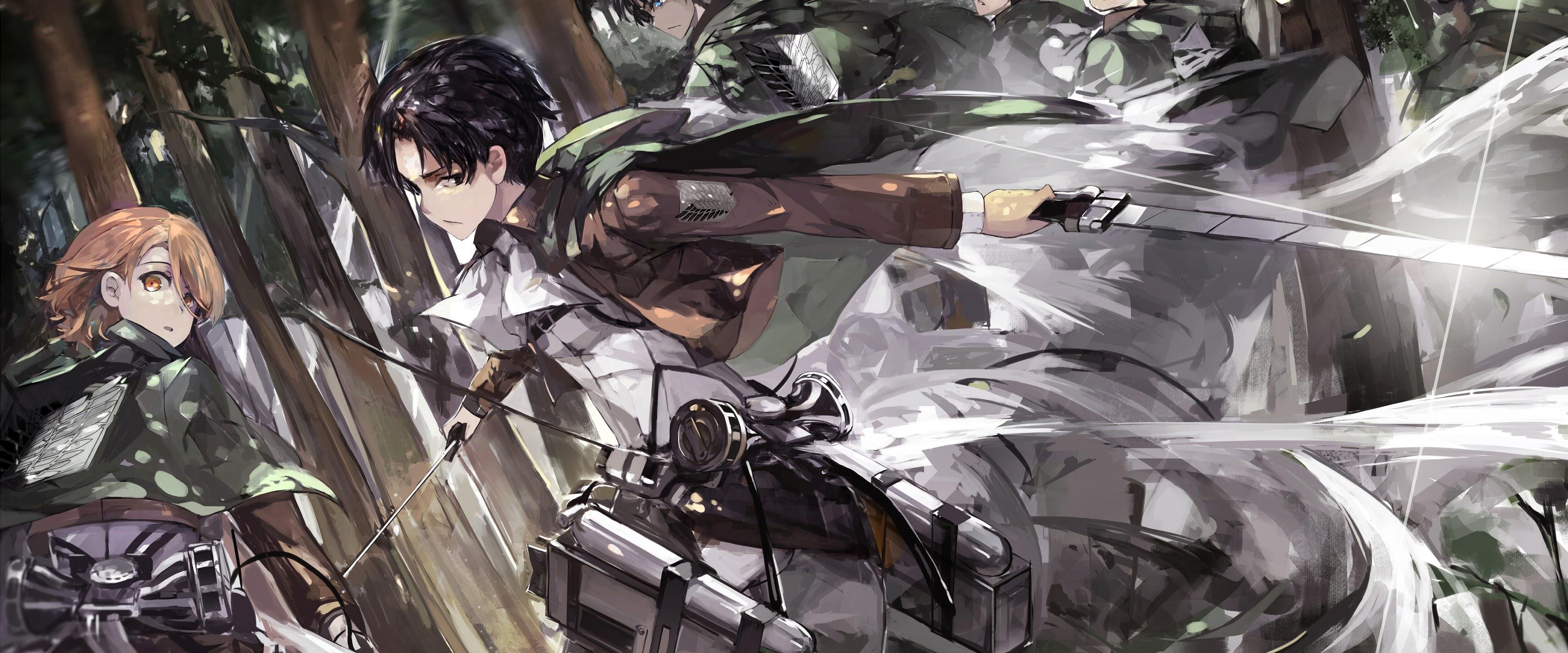 3840x1600 Levi, Eren, Survey Corps, Attack On Titan, 4k