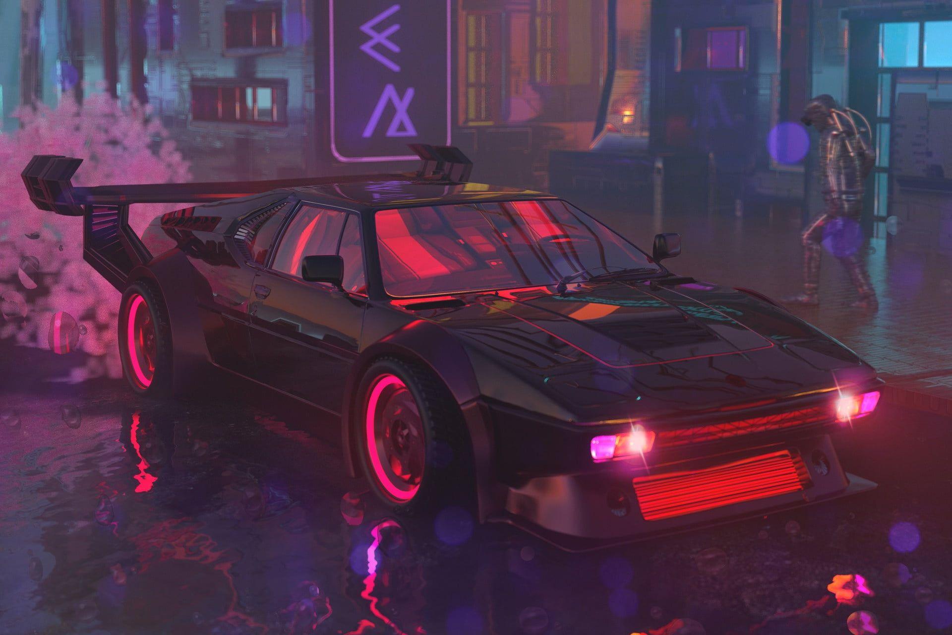 1920x1280 Auto #Music #Neon #BMW #Machine #Style #Background #Car s #Style #Fiction #Neon #Illustration Science Fiction BMW M1 #Cyber. Retro waves, Bmw, Science fiction