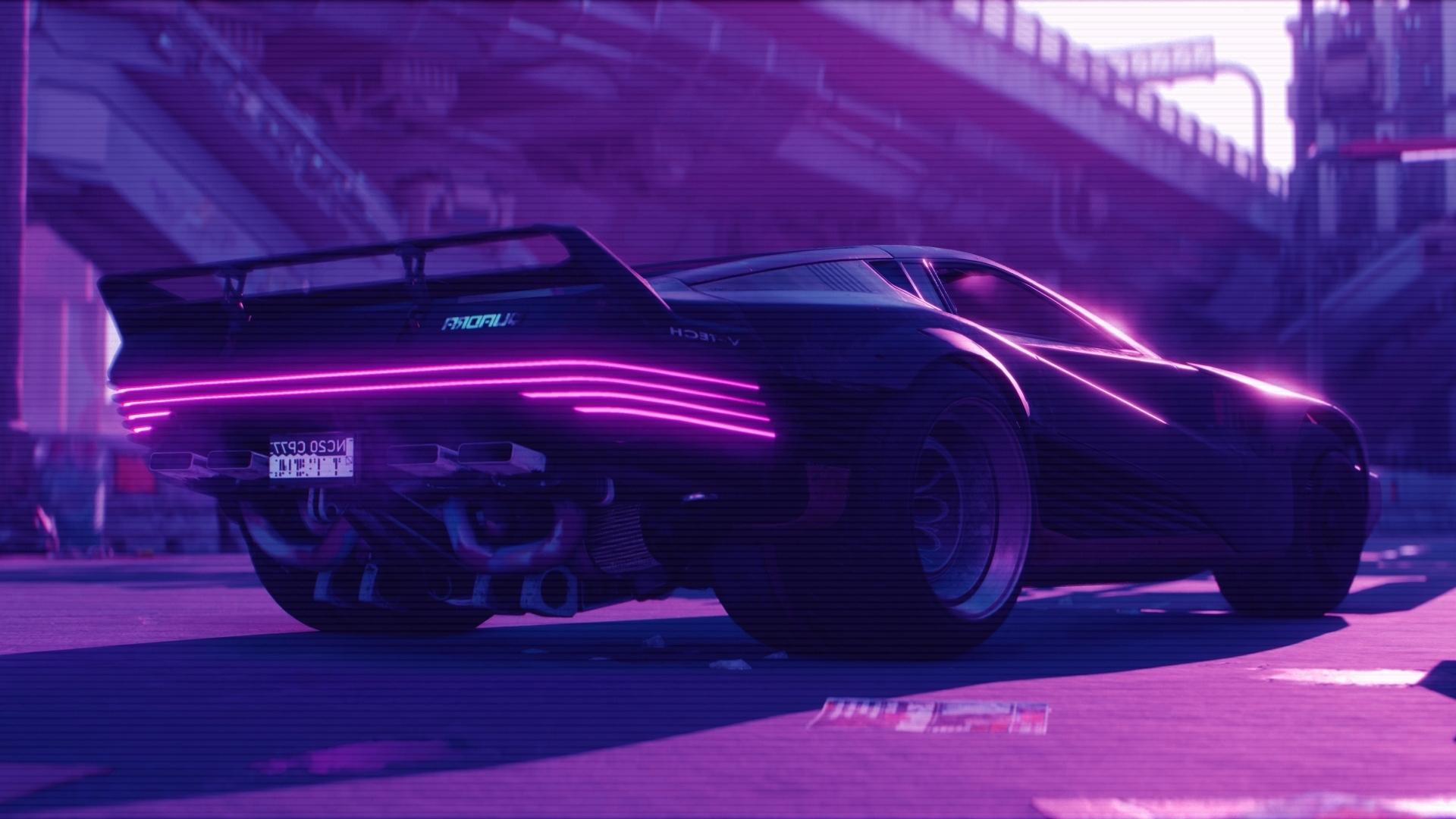 1920x1080 Wallpaper Synthwave, Sci Fi Games, Cyberpunk Retro Car:1920x1080