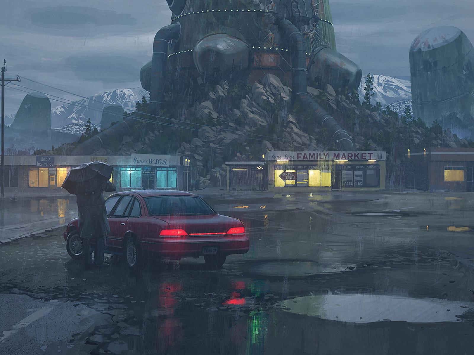 1600x1200 Car Wallpaper, Apocalyptic, Simon Stålenhag, Cyberpunk, Science Fiction • Wallpaper For You