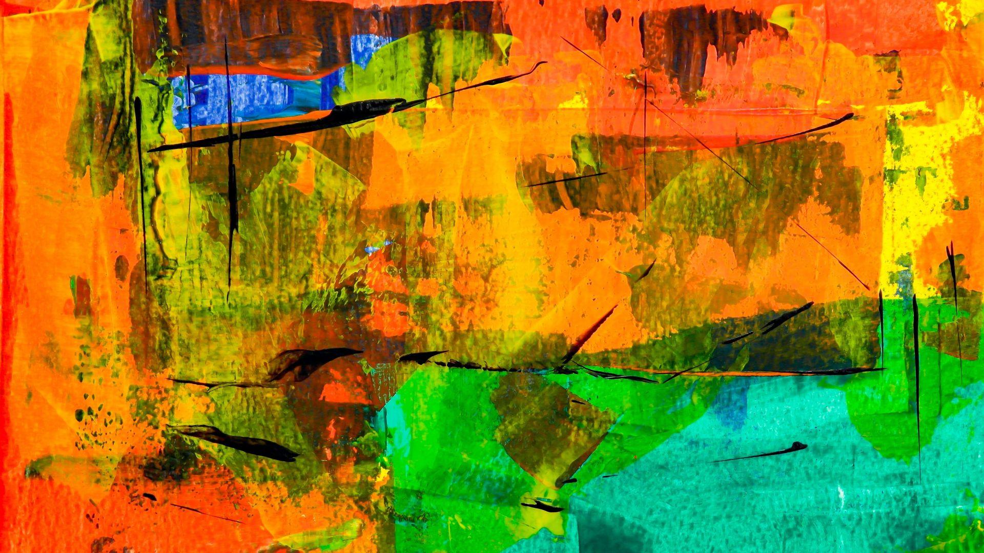 1920x1080 Abstract, Colorful, Orange Green Theme, Painting Wallpaper, HD Image, Picture, Background, F75a57