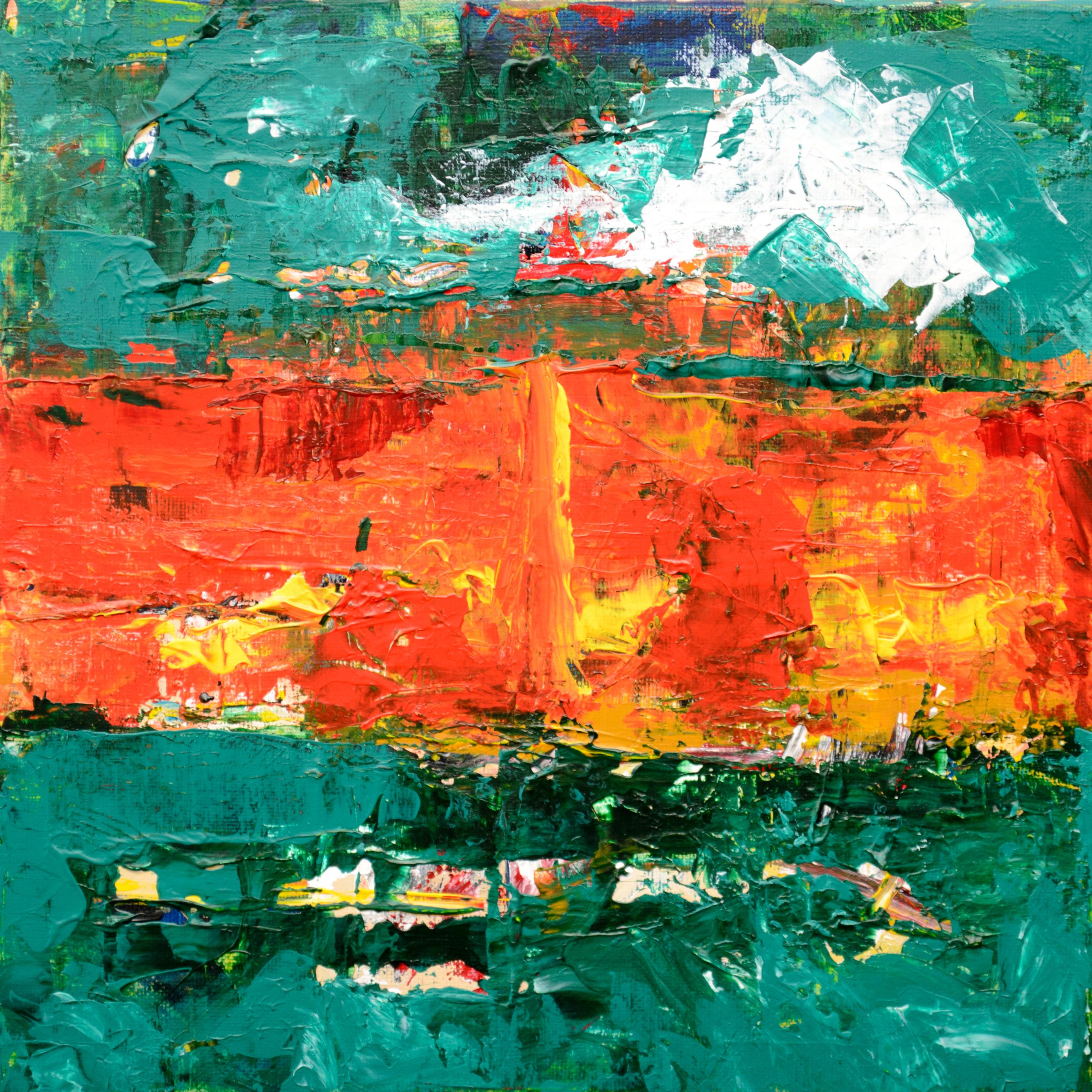 2783x2783 Green, Orange, and Yellow Abstract Painting · Free