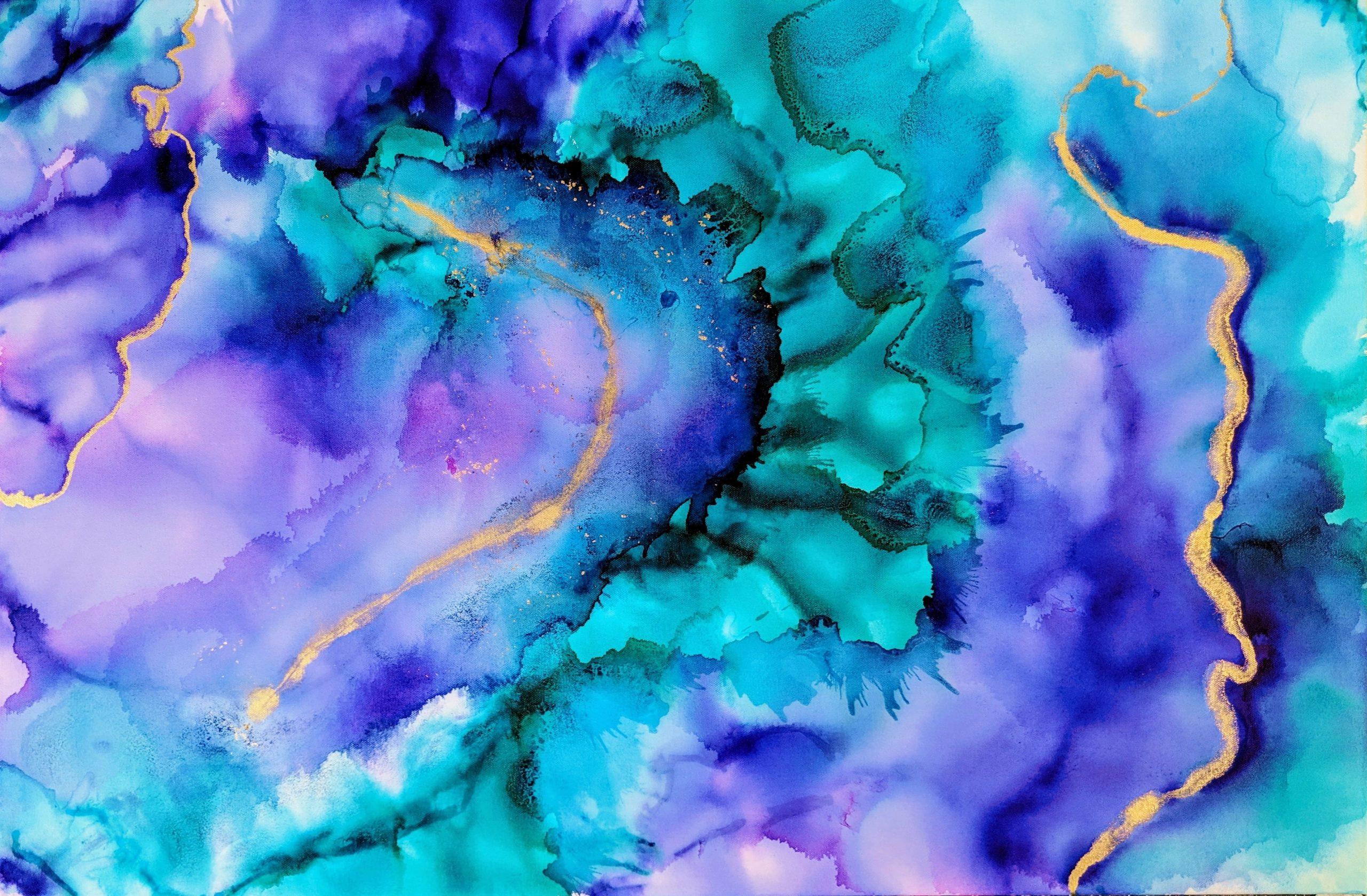 2560x1678 Green And Purple Illustration Wallpaper, Abstract Painting, Acrylic, Acrylic Paint • Wallpaper For You