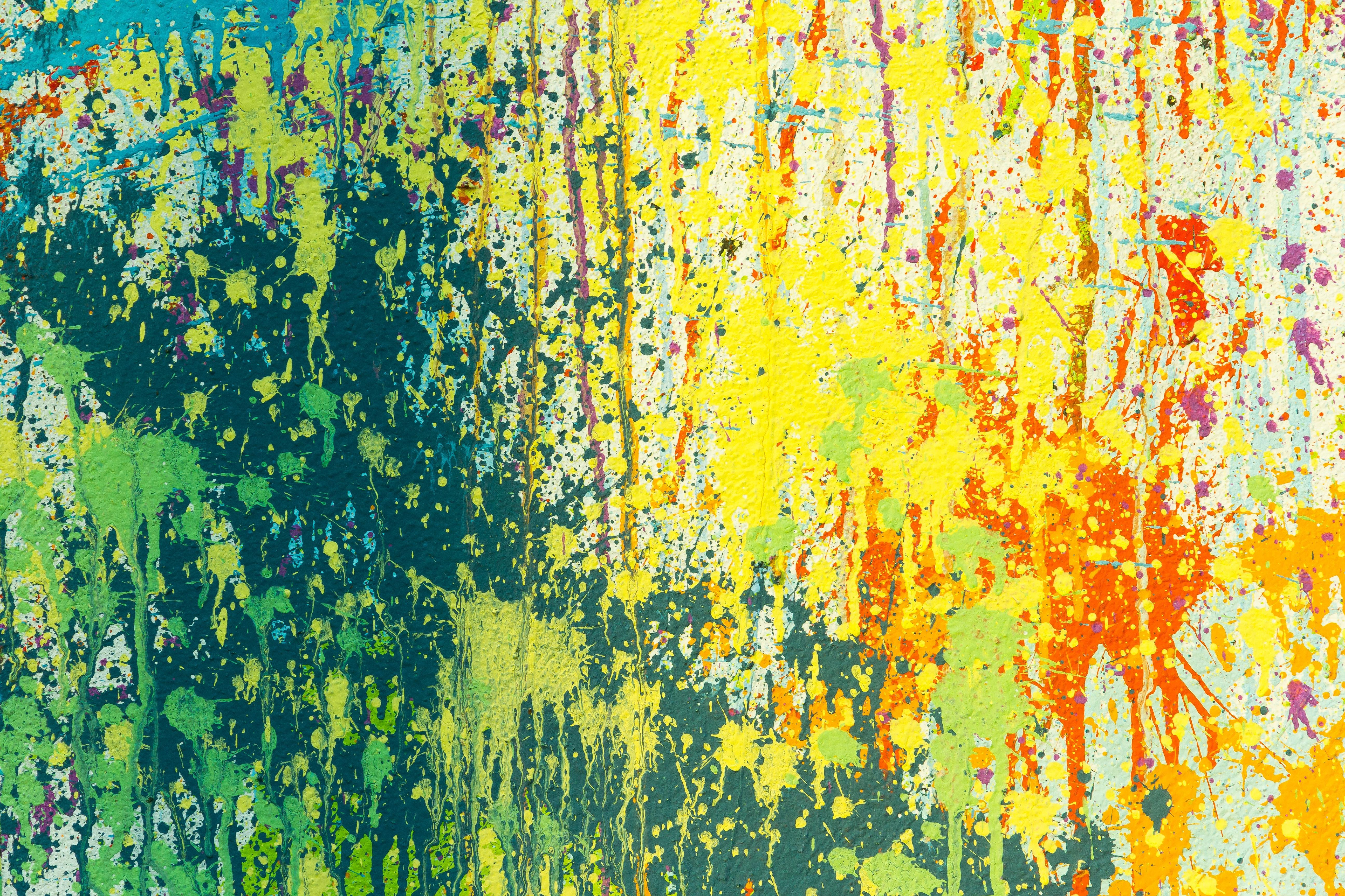 5184x3456 Yellow, Green, and Red Abstract Painting · Free
