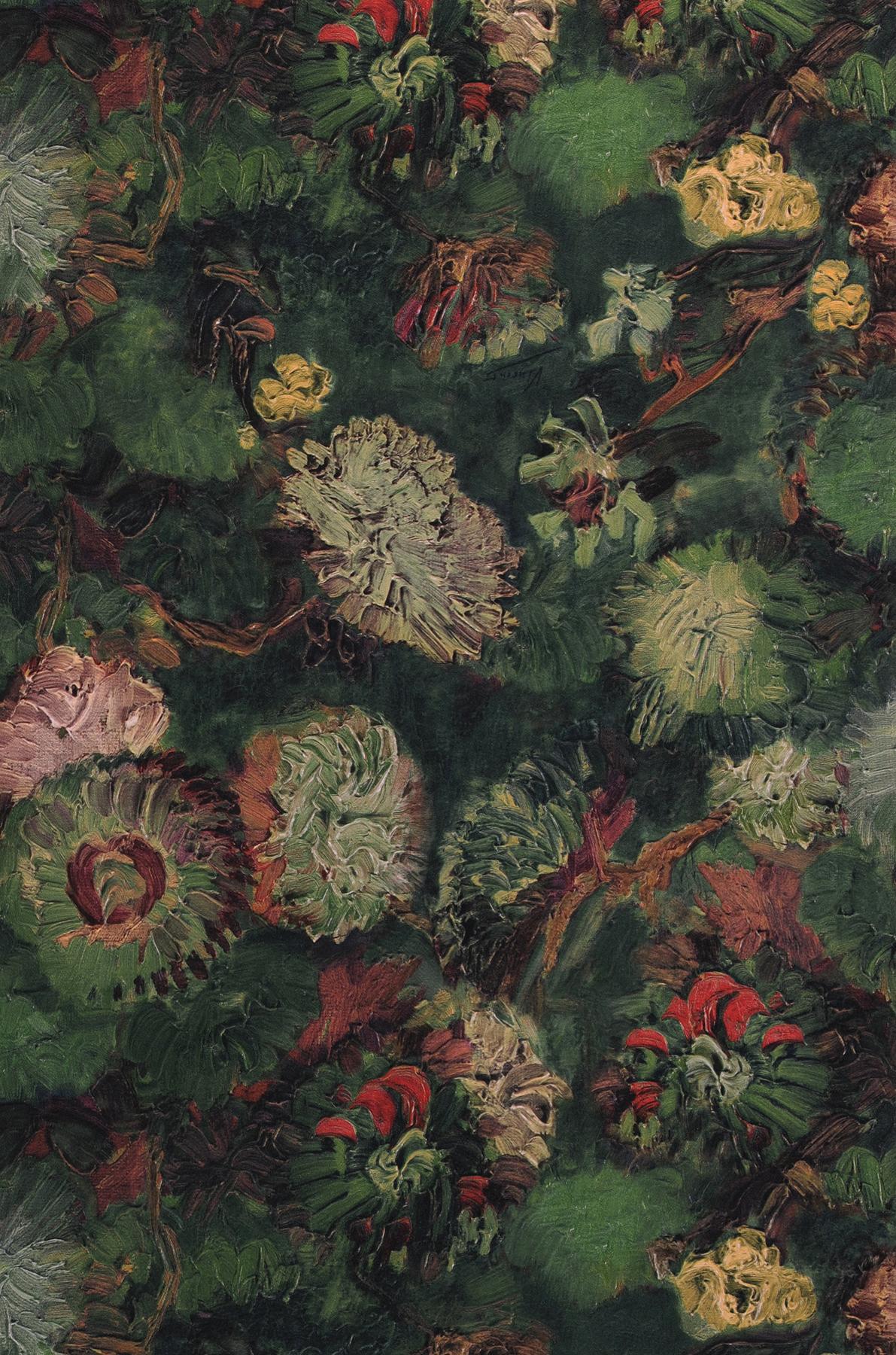 1191x1800 Wallpaper VanGogh Peonies dark green