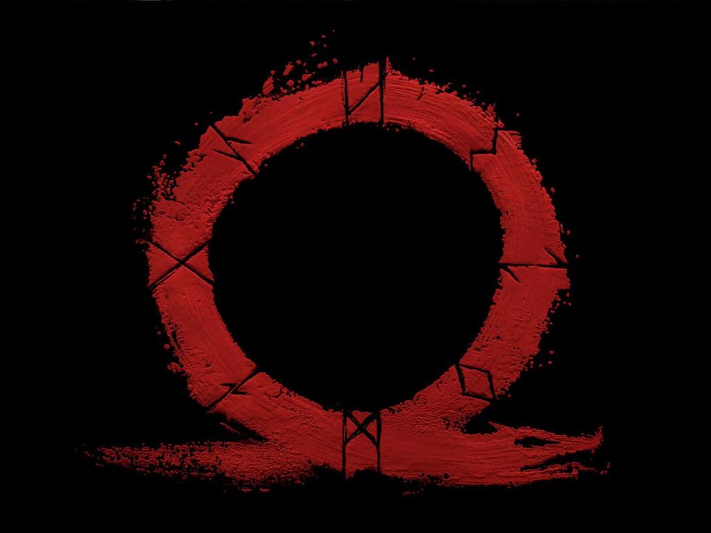 1024x768 Round Red And Black Logo Wallpaper, God, God Of War, Kratos, Omega, Valhalla • Wallpaper For You