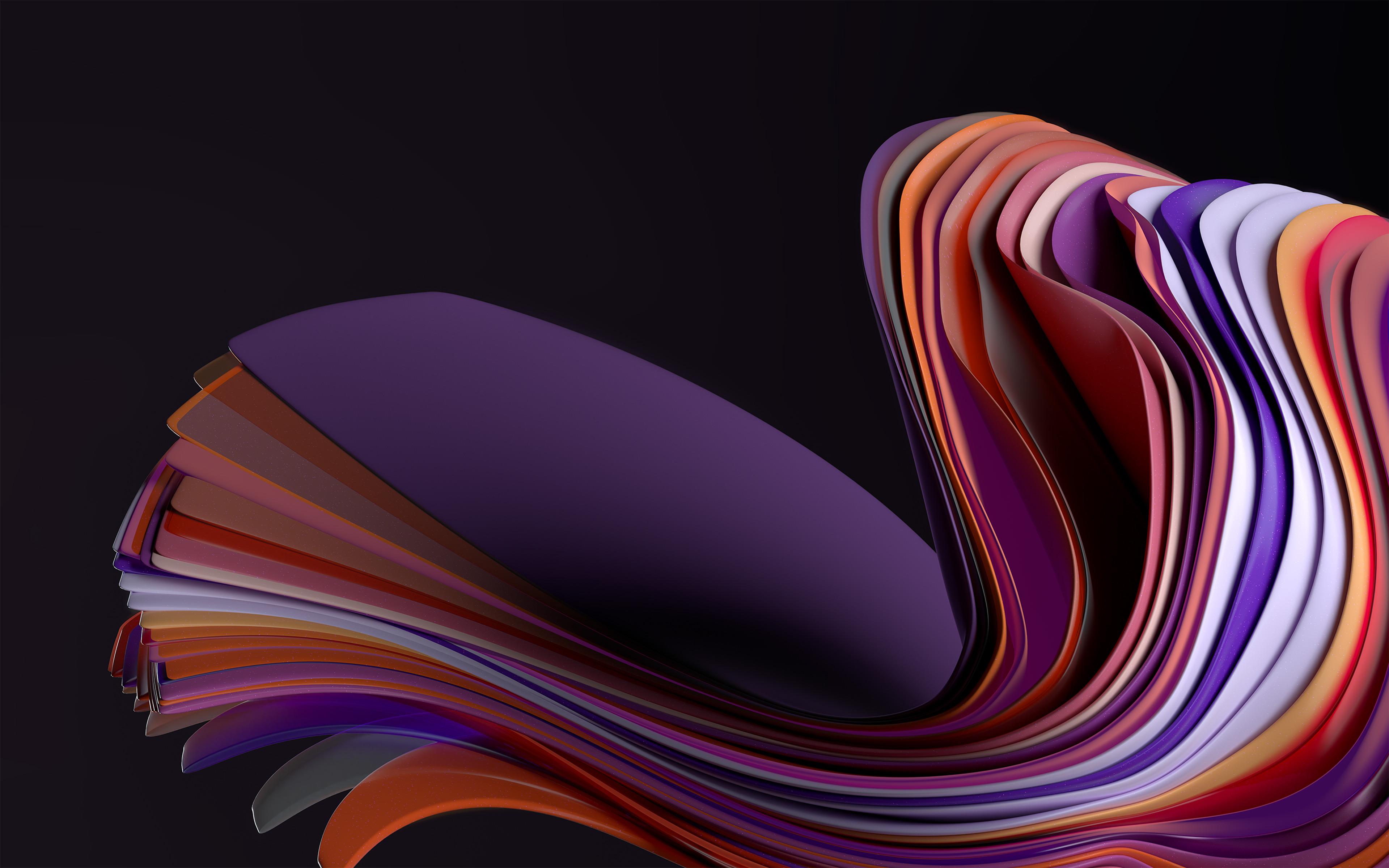 3839x2400 Windows 11 Wallpaper 4K, Dark Mode, Stock, Official, Black background, Abstract