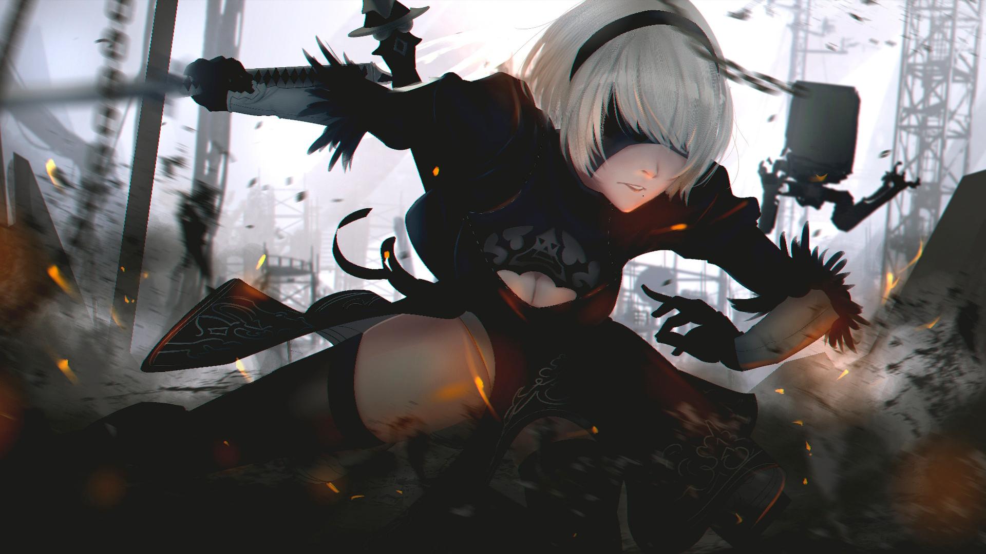 1920x1080 NieR Automata YoRHa 2B Art Wallpaper
