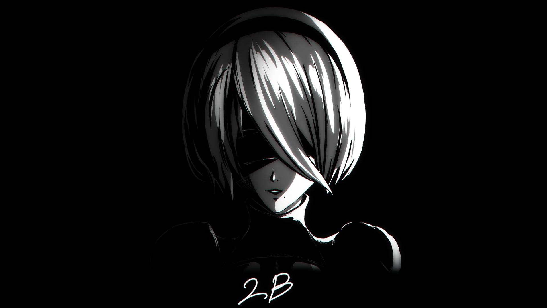 1920x1080 Download YoRHa No.2 Type B, NIER, video game, dark wallpaper, 1920x Full HD, HDTV, FHD, 1080p