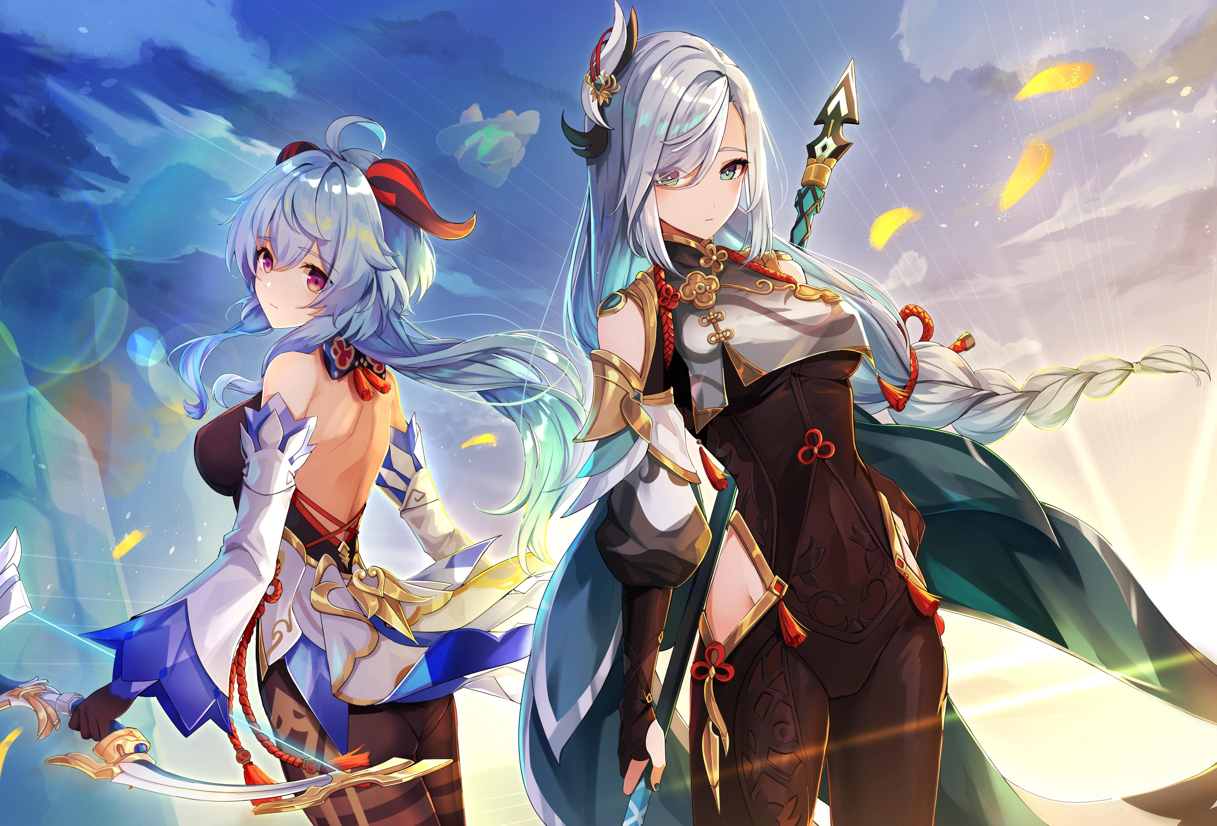 4096x2779 Anime Anime Girls Genshin Impact Ganyu Genshin Impact Shenhe Genshin Impact Goroo Artwork Blue Hair Wallpaper:4096x2779