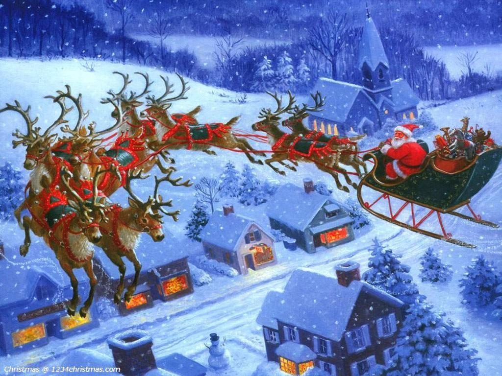 Santa And Reindeer Wallpapers Top Free Santa And Reindeer Backgrounds Wallpaperaccess