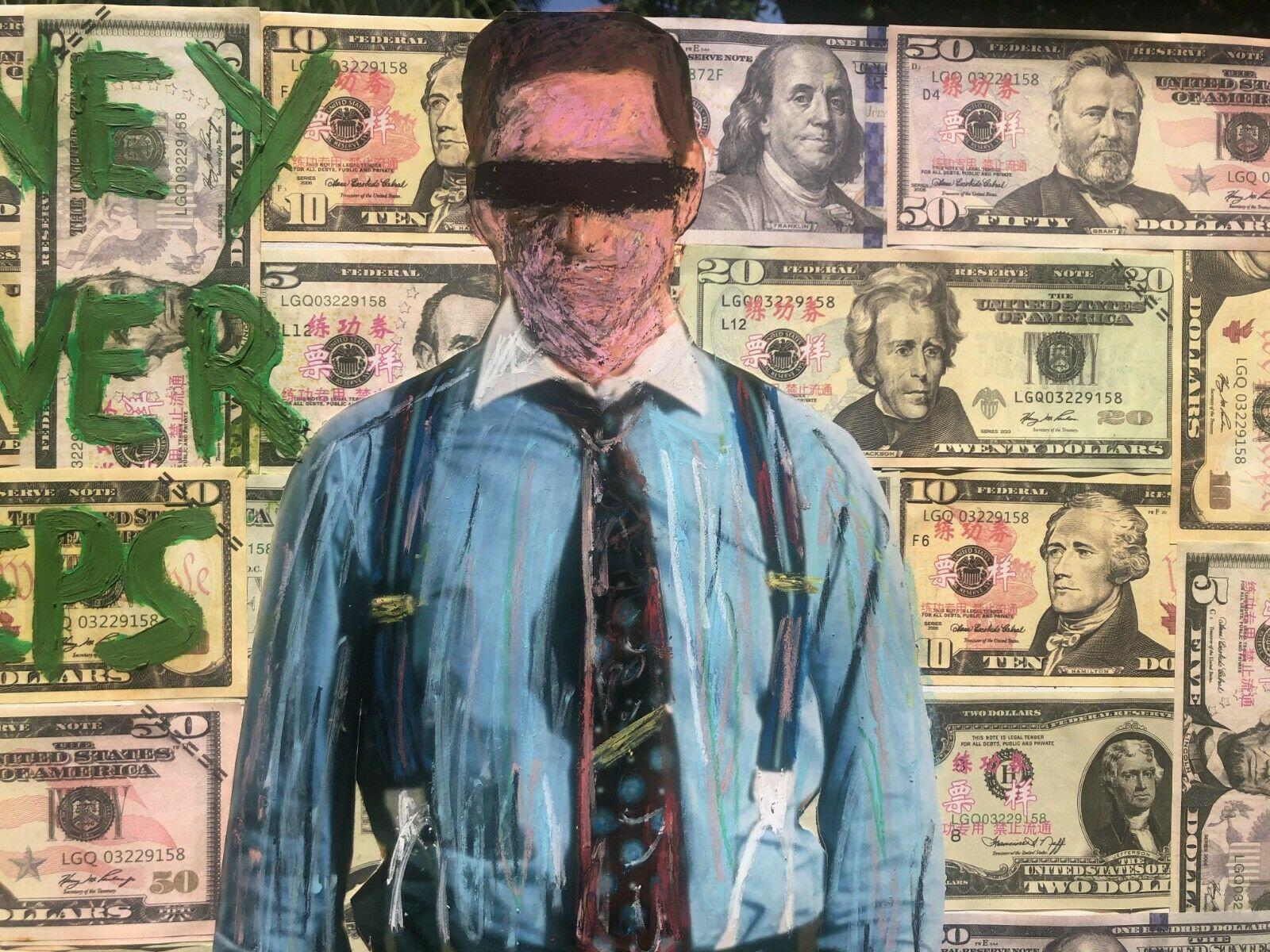 1600x1200 Gordon Gekko Wall Street Money Never Sleeps Collage Painting