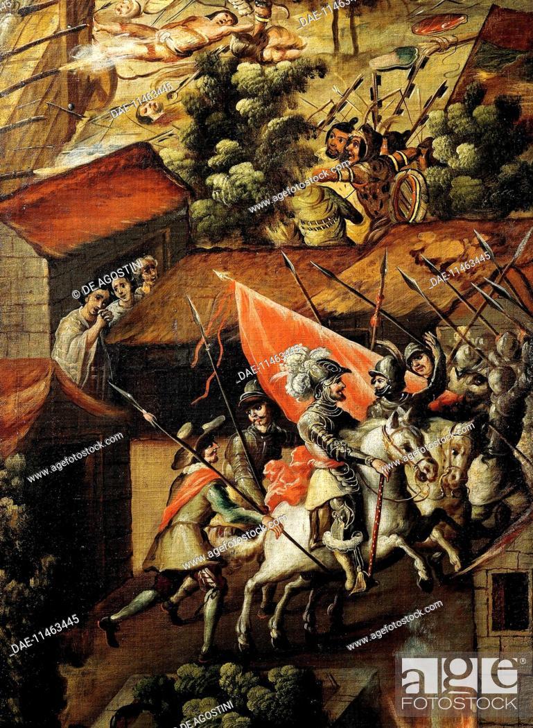 769x1050 Hernan Cortes (1485 1547) And His Troops During The Noche Triste (sorrowful Nigh), June , Picture And Rights Managed Image. Pic. DAE 11463445