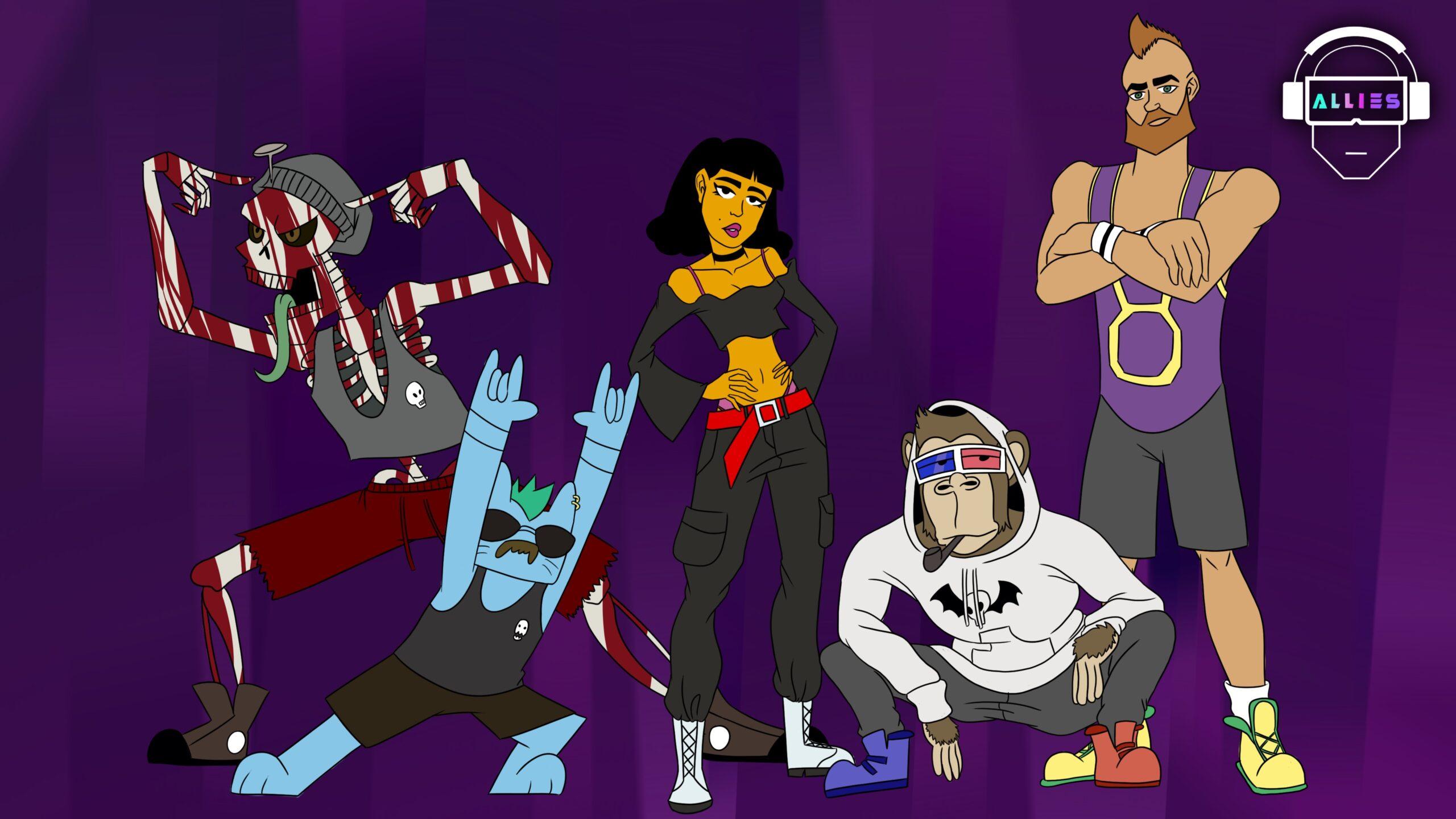 2560x1440 New NFT Band “Allies” Bored Ape Yacht Club, CyrptoPunks, & Cool Cats Release Their Debut Song “WAGMI” With Animated Music Video at a Metaverse Event